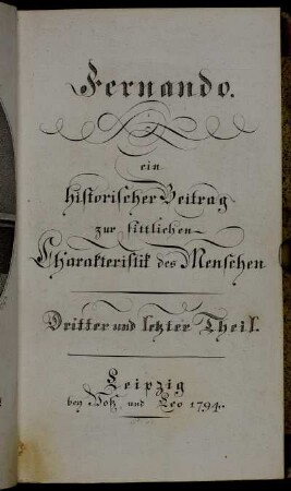 Dritter und letzter Theil: Fernando. Dritter und letzter Theil
