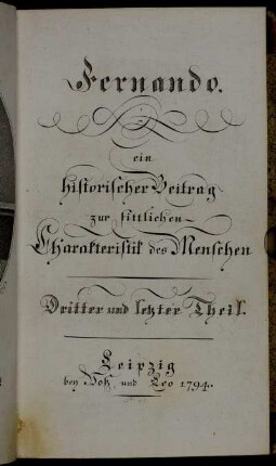 Dritter und letzter Theil: Fernando. Dritter und letzter Theil