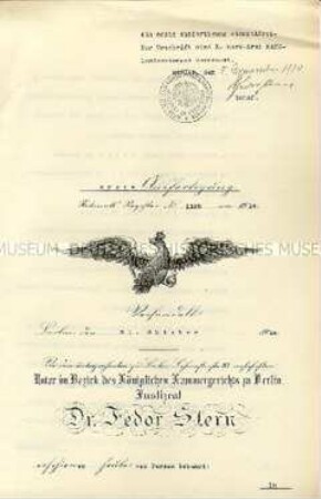 Notariell beglaubigtes Protokoll der Sitzung des Aufsichtsrates am 31.10.1914 - Sachkonvolut