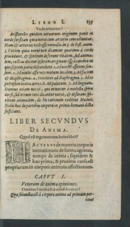 Liber Secundus. De Anima.