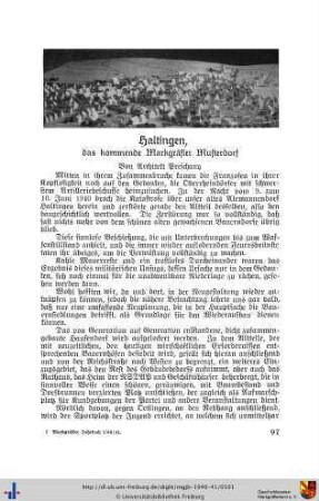 Haltingen, das kommende Markgräfler Musterdorf