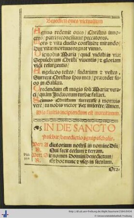 Benedictio victualium in die sancto paschae