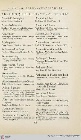Bezugsquellen-Verzeichnis
