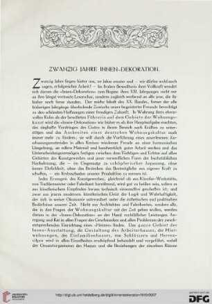 Zwanzig Jahre Innen-Dekoration