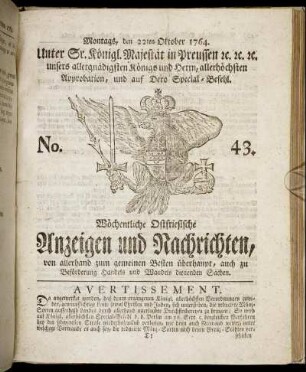No. 43. Montags, den 22ten Oktober 1764.