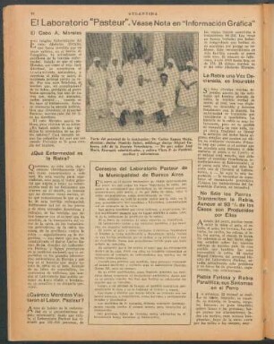 El Laboratorio "Pasteur". Véase nota en "Información gráfica"