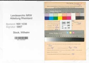 Entnazifizierung Wilhelm Stock , geb. 08.04.1907 (Techniker)