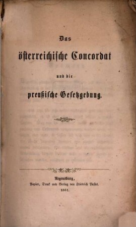Das österreichische Concordat und die preußische Gesetzgebung