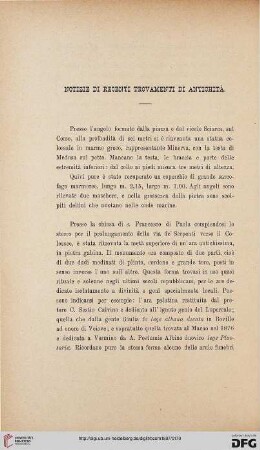 25: Notizie di recenti trovamenti di antichità