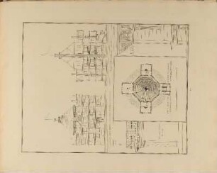 Illustration: Facades Des Jagdschlosses. / Profil Des Jagdschlosses. / Säule und Gallerie Im Saale. / Grundriss Des Jagdschlosses. / Hauptgesims.