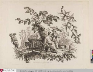 [Chinesische Famillie, unter einem Baum sitzend]
