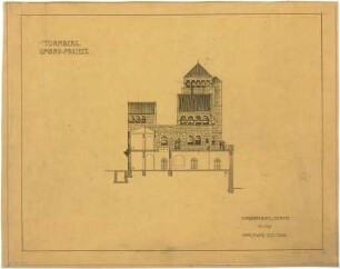 Billing, Hermann; Karlsruhe; Turmberg-Gaststätte, Erweiterung - Ansicht; Schnitt