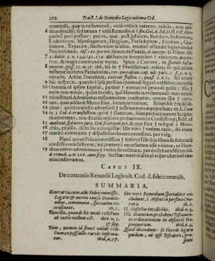 Caput IX. De contrariis Remedii Legis ult. cod. d. fideicommiss.
