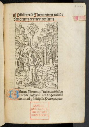 Psalteriu[m] Jheronimi valde|| deuotum et meritorium