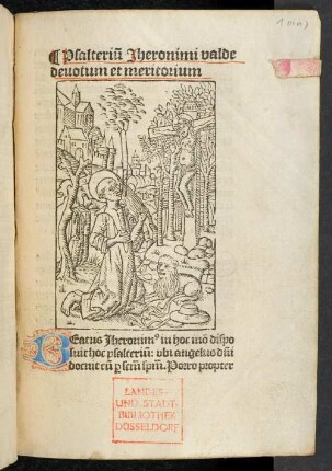 Psalteriu[m] Jheronimi valde|| deuotum et meritorium