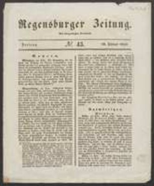 Blumenausstellung [in Regensburger Zeitung, Nr.43, S.[1]]