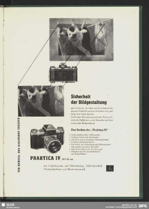Werbung: Praktica IV, Kamera, VEB Kamera- und Kinowerke Dresden