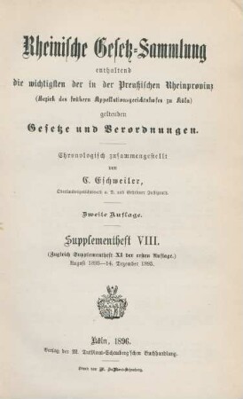 Supplementheft, 8 = Supplement 11 der 1. Auflage: August 1893 - 14. Dezember 1895