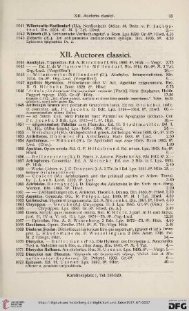 XII. Auctores classici (Nr.1044-1134)
