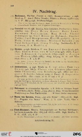 IV. Nachtrag (Nr. 733 - 752)
