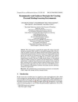 Recommender and guidance strategies for creating personal mashup learning environments