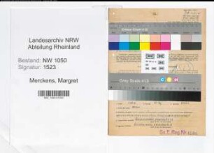 Entnazifizierung Margret Merckens , geb. 29.06.1922 (Kaufmaennische Angestellte)