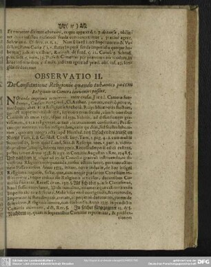 Observatio II. De Constitutione Religionis quando tubantes pacem Religionis in Camera conveniri possint