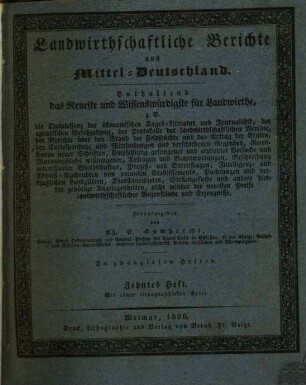 Landwirthschaftliche Berichte aus Mittel-Deutschland : enthaltend das Neueste und Wissenswürdigste für Landwirthe .... 2 = H. 10/16. 1836/39