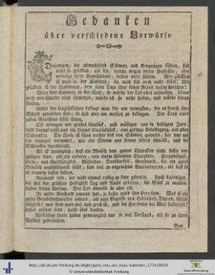 Gedanken über verschiedene Vorwürfe.
