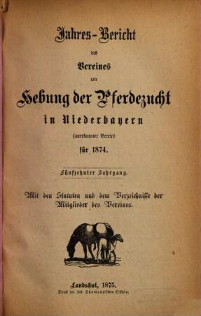 Jahresbericht für das Jahr .... 15. 1874 (1875)