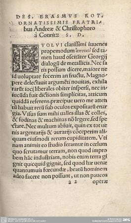 DES. ERASMUS ROT. ORNATISSIMIS FRATRIBUS Andreae & Christophoro à Conritz S. D. ERASMI EPISTOLA.