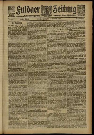 Erste Ausgabe vom Freitag, den 08. November 1912.
