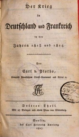 Der Krieg in Deutschland und Frankreich in den Jahren 1813 und 1814, 3