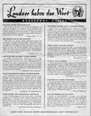 Anglo-amerikanisches Abwurf-Schrift für die deutschen Soldaten an der Westfront aus der Reihe "Landser haben das Wort"