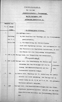 Uebersicht der von der Stadtverordneten-Versammlung am 22. September 1897 gefassten Beschlüsse., 22. September 1897