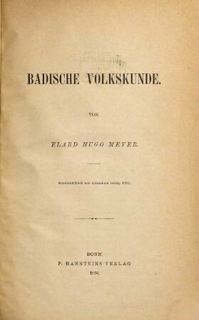 Badische Volkskunde