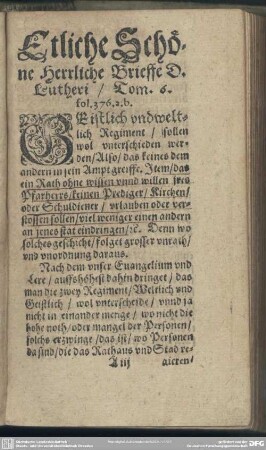 Etliche Schöne Herrliche Brieffe D. Lutheri