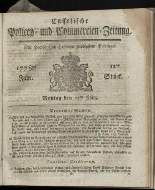 12tes Stueck, Montag den 23ten Maerz. 1778