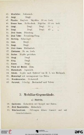 B. Mobiliar-Gegenstände (Nr. 68-199)
