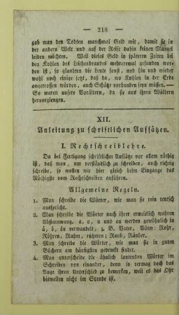 XII. Anleitung zu schriftlichen Aufsätzen