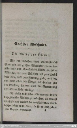 Sechster Abschnitt. Die Weide der Bienen