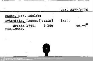 Hasse, Gio. Adolfo, Artemisia