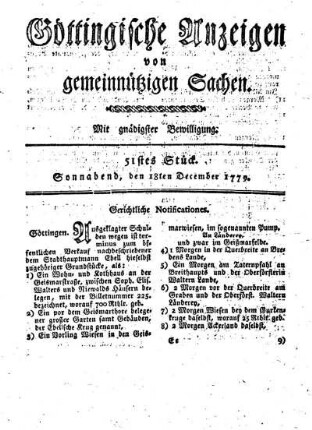 51tes Stück. Sonnabend, den 18ten December 1779.