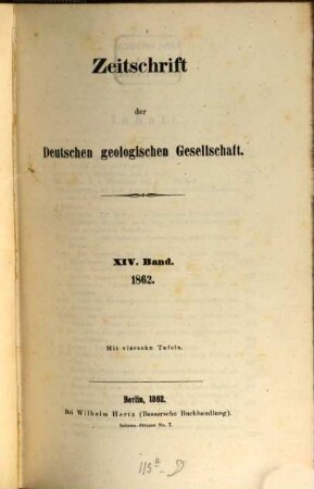 Zeitschrift der Deutschen Geologischen Gesellschaft. 14. 1862