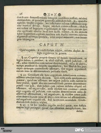 Caput IV. Quid cognitio, & consectarium triplex, axioma duplex de legis cognitione in genere.