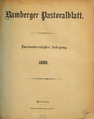 Bamberger Pastoralblatt. 32. 1889