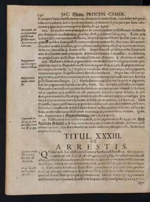 Titul. XXXIII. De Arrestis.