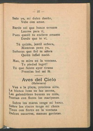 Aves del cielo : (Habanera)