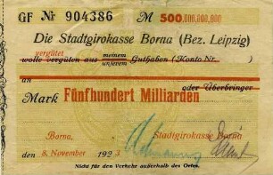 Gutschein - 500 Milliarden Mark