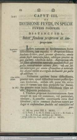 Caput III. De Divisione Feudi, In Specie Feudis Propriis